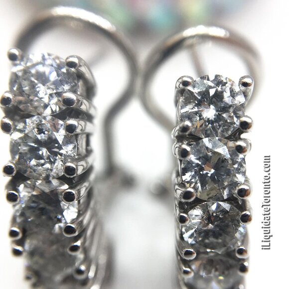 1.80CTW Natural Diamond Huggie Earrings in White Gold. 12 Diamonds at 15pts Each - Picture 4 of 11
